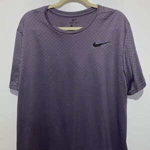 Nike Men's Gray Dri-Fit Textured Swoosh Logo Short Sleeve Athletic T-Shirt XL